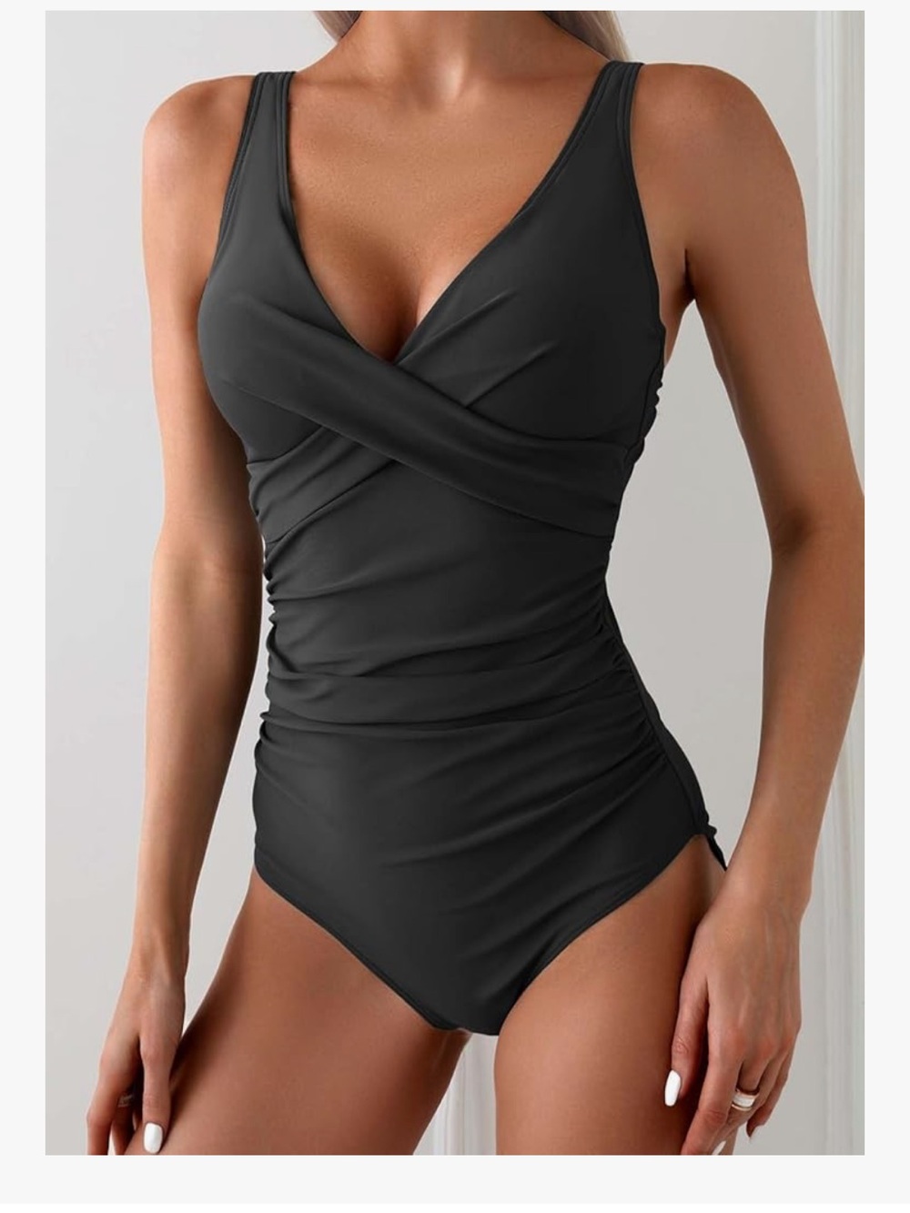 Classic Black Ruched One-Piece Swimsuit 072 - Picture 5 of 5